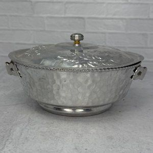 Gorgeous Mid Century 50's Hammered Aluminum Covered Bowl Lid Nasco Casserole